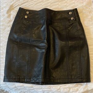 Free People Black Faux Leather Mini Skirt
